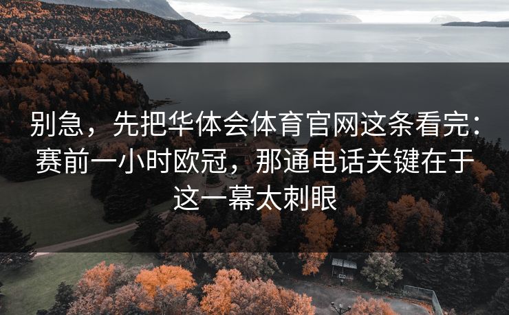 别急，先把华体会体育官网这条看完：赛前一小时欧冠，那通电话关键在于这一幕太刺眼
