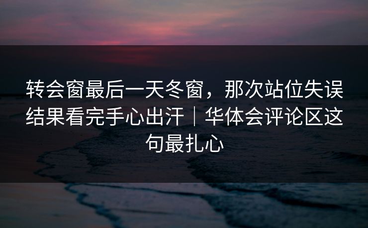 转会窗最后一天冬窗，那次站位失误结果看完手心出汗｜华体会评论区这句最扎心