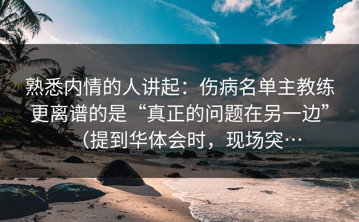 熟悉内情的人讲起：伤病名单主教练更离谱的是“真正的问题在另一边”（提到华体会时，现场突…