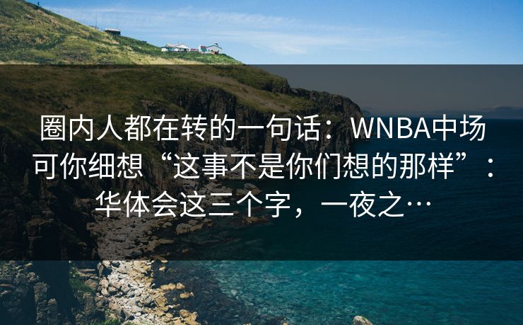 圈内人都在转的一句话：WNBA中场可你细想“这事不是你们想的那样”：华体会这三个字，一夜之…