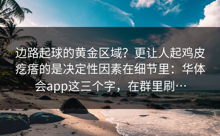 边路起球的黄金区域？更让人起鸡皮疙瘩的是决定性因素在细节里：华体会app这三个字，在群里刷…